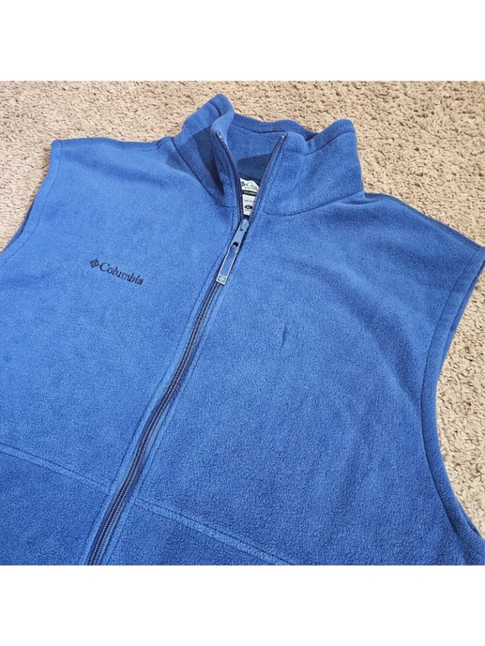 Columbia Cathedral Peak Fleece Vest Mens XL BLue Full Zip Pockets WM1480 - Picture 3 of 9